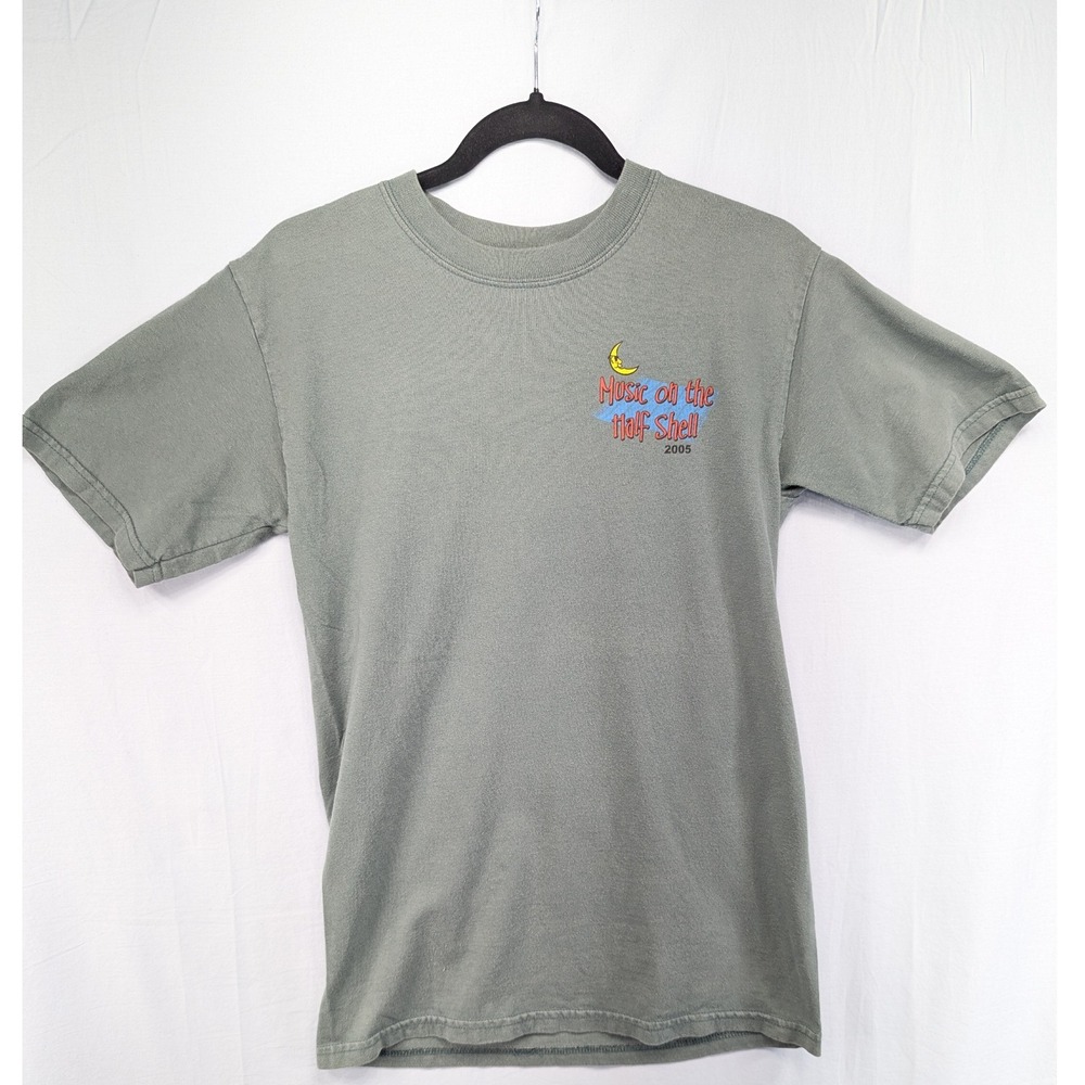 Y2K Ultra Cotton Heavyweight‎ T Shirt Music on the Half Shell 2005 Green Gray S